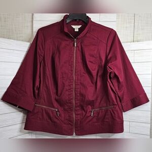 Christopher James C.J Banks Womens Red Jacket size 1X Zip Up, Two pockets